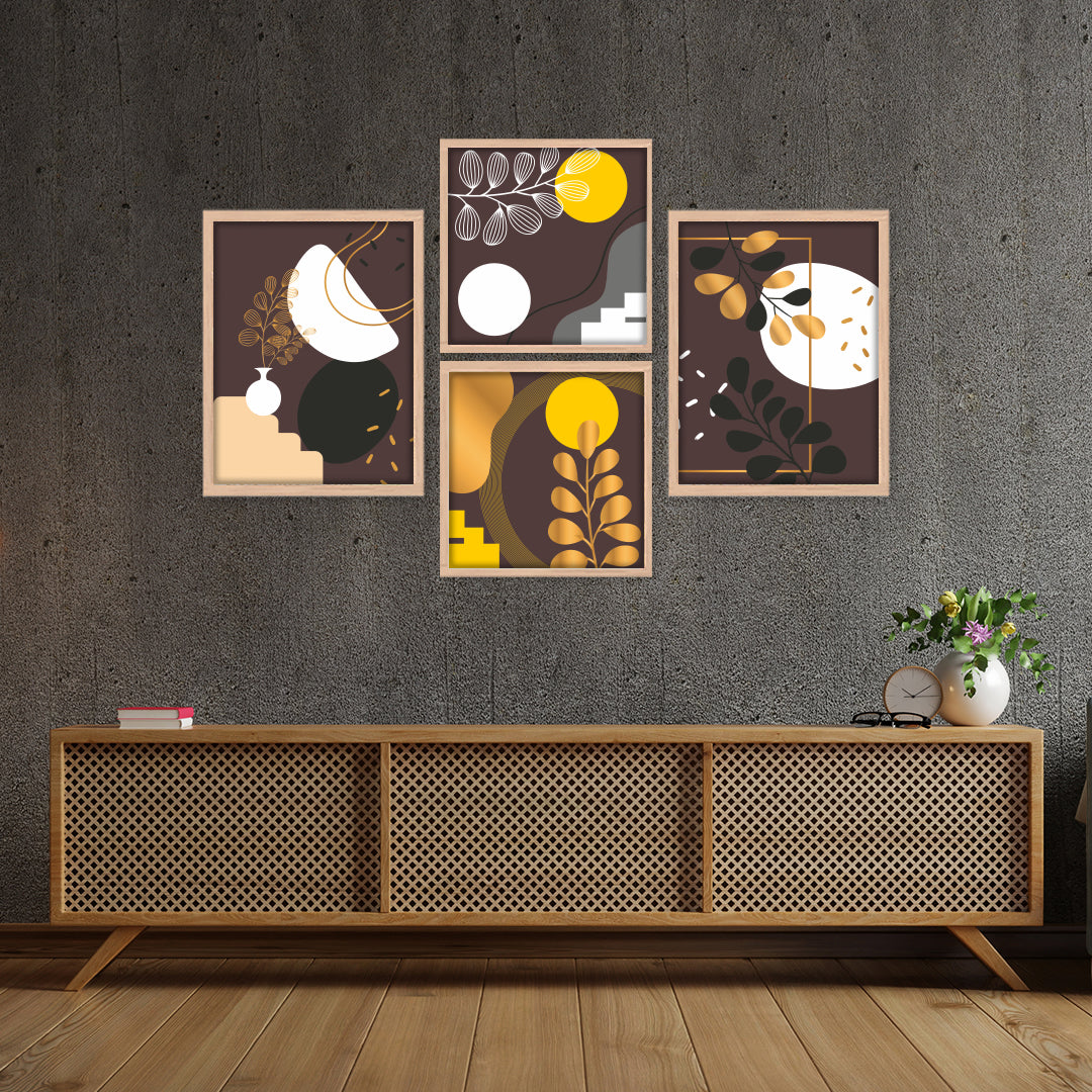 Golden Harmony Abstract Wall Art Set