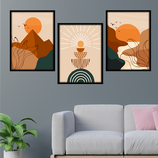 Warm Sunset Trio Wall Frame