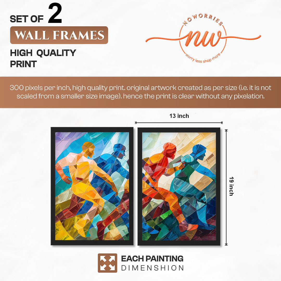 Dynamic Runner Art Poster Set of 2