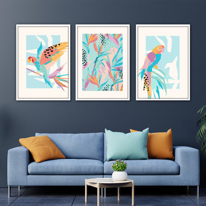 Tropical Parrot Trio Wall Frame