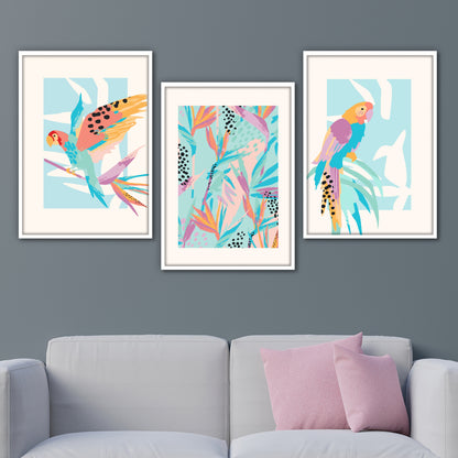 Tropical Parrot Trio Wall Frame