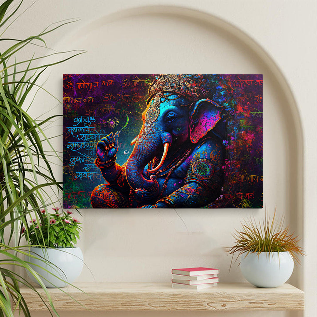Lord Ganesh Sanskrit Mantras Wall Canvas