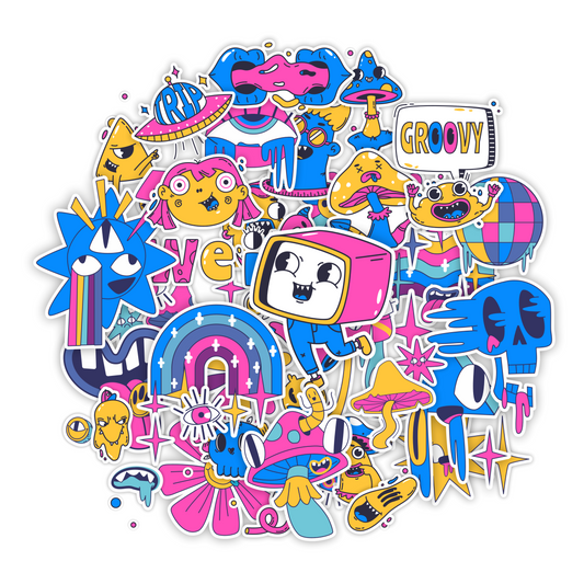 Funky Retro Mascot Sticker Pack