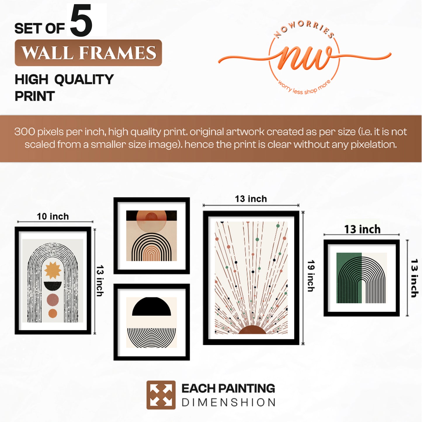 Modern Boho Wall Decor Set of 5