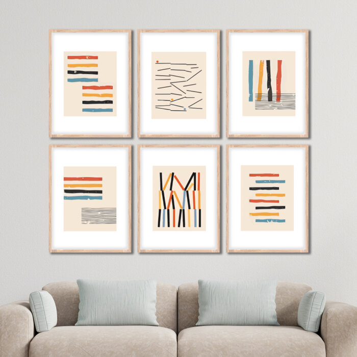 Set of 6 Brown 3 Wall Frames