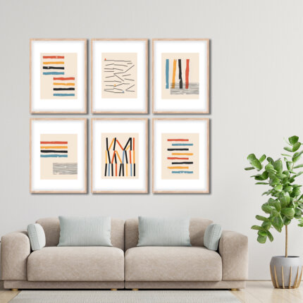 Set of 6 Brown 3 Wall Frames