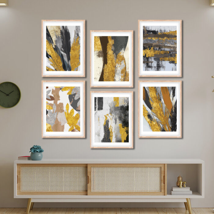 Set of 6 Brown 3 Wall Frames