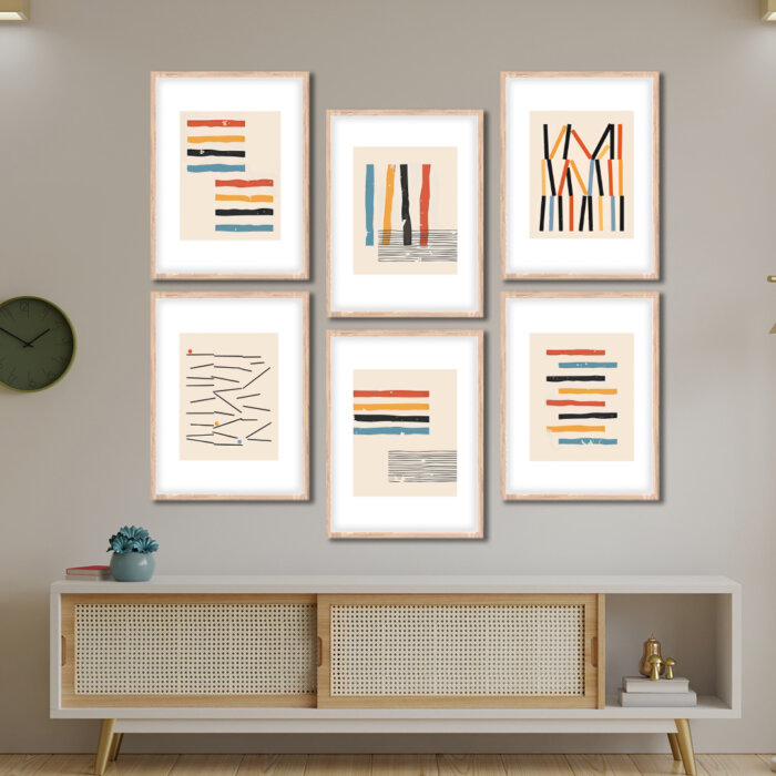 Set of 6 Brown 3 Wall Frames