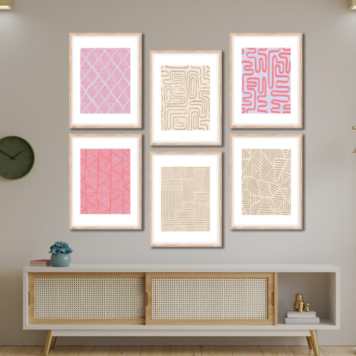 Set of 6 Brown 7 Wall Frames