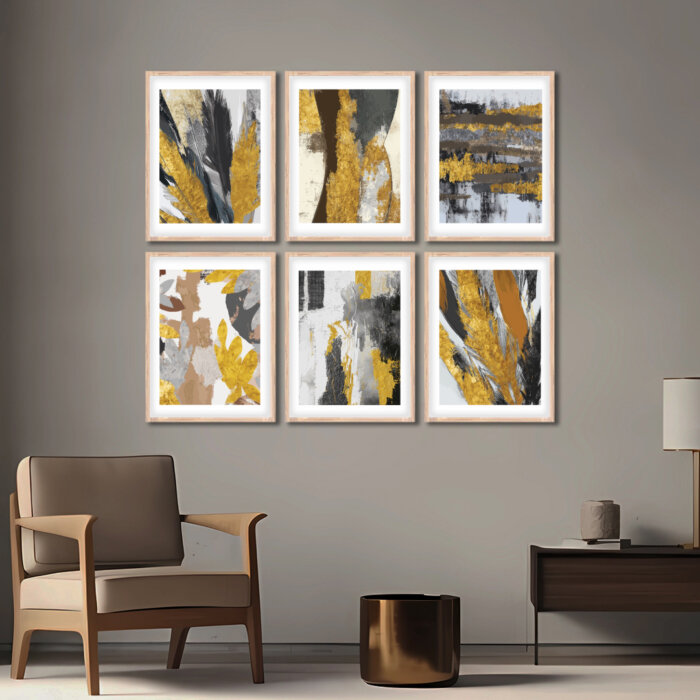 Set of 6 Brown 3 Wall Frames