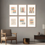 Set of 6 Brown 3 Wall Frames