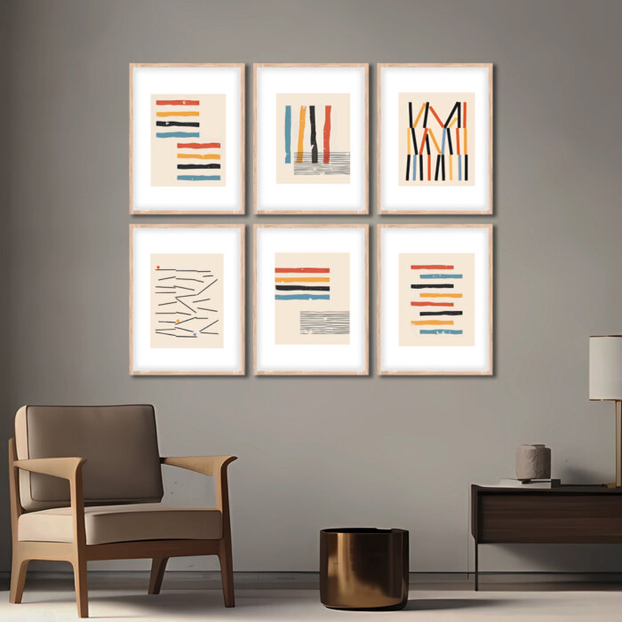 Set of 6 Brown 3 Wall Frames