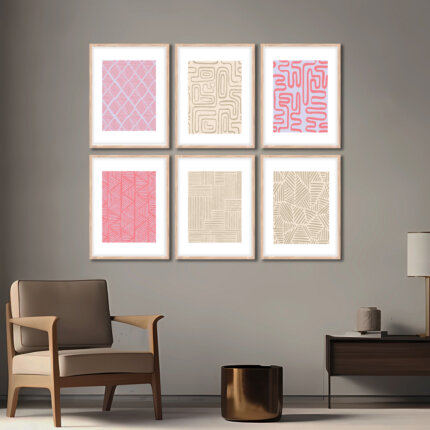 Set of 6 Brown 7 Wall Frames