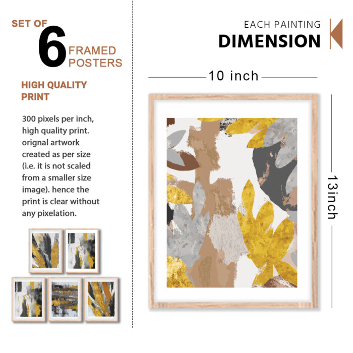 Set of 6 Brown 3 Wall Frames