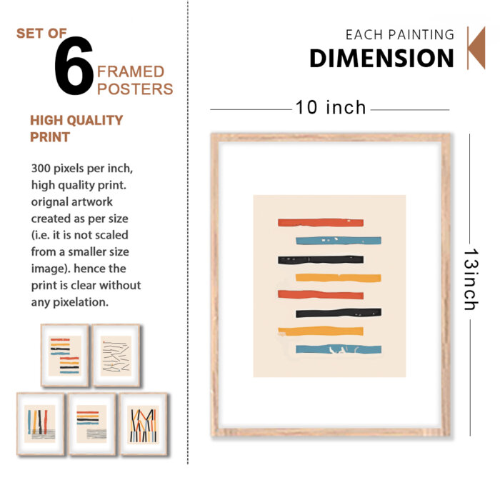 Set of 6 Brown 3 Wall Frames
