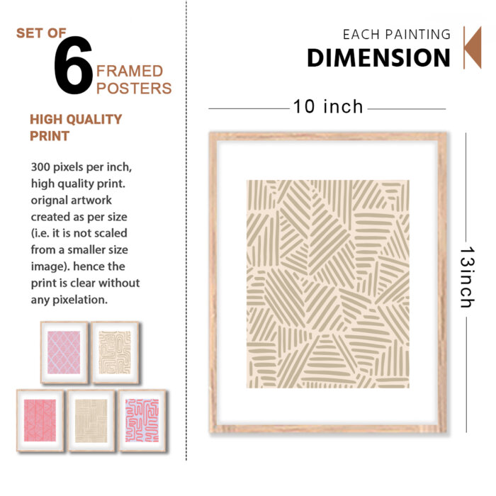 Set of 6 Brown 7 Wall Frames