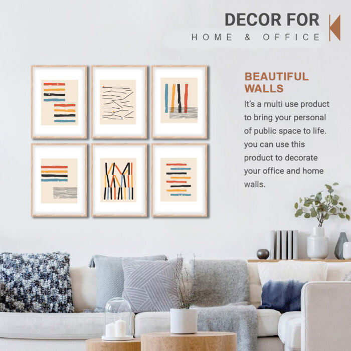 Set of 6 Brown 3 Wall Frames