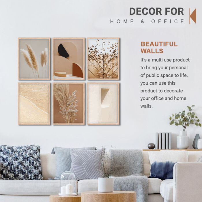 Set of 6 Brown 6 Wall Frames