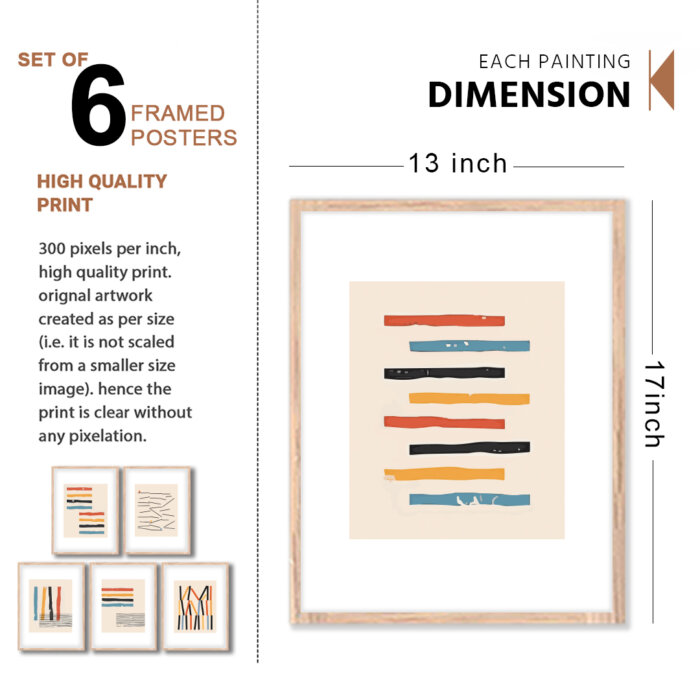 Set of 6 Brown 3 Wall Frames