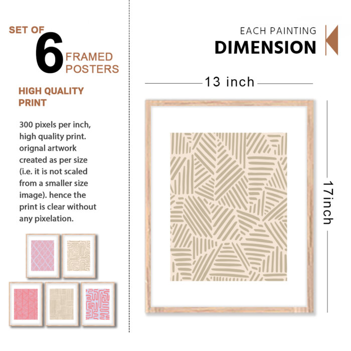Set of 6 Brown 7 Wall Frames