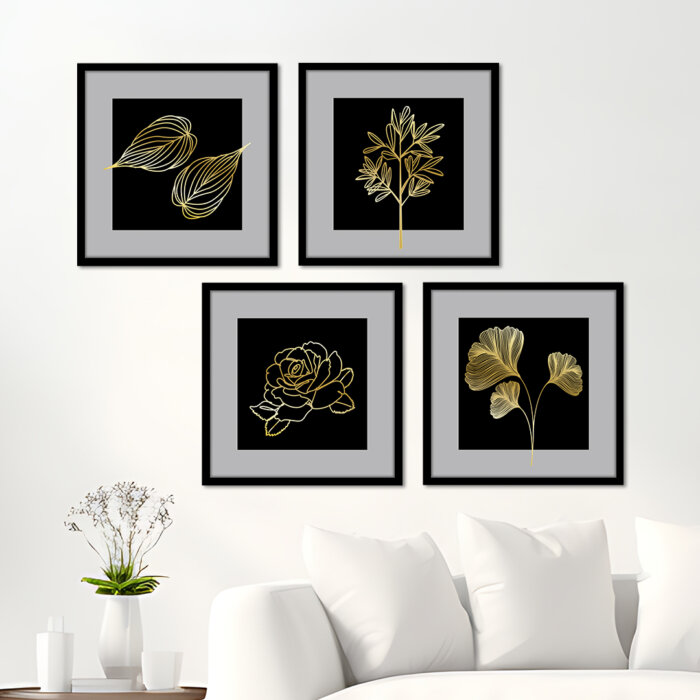 Geometrics Black Golden framed wall