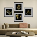 Geometrics Black Golden framed wall