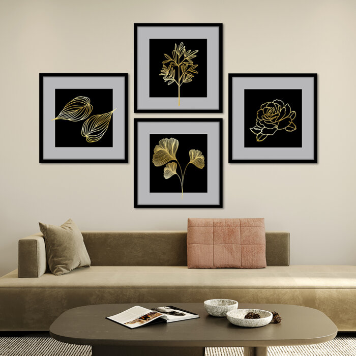 Geometrics Black Golden framed wall