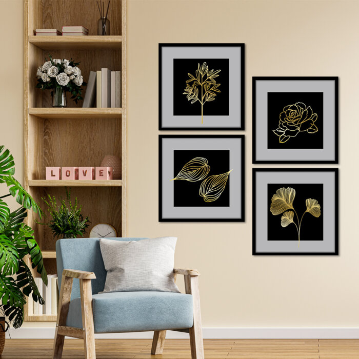 Geometrics Black Golden framed wall