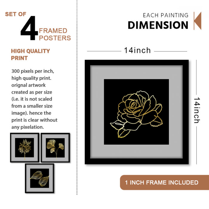 Geometrics Black Golden framed wall