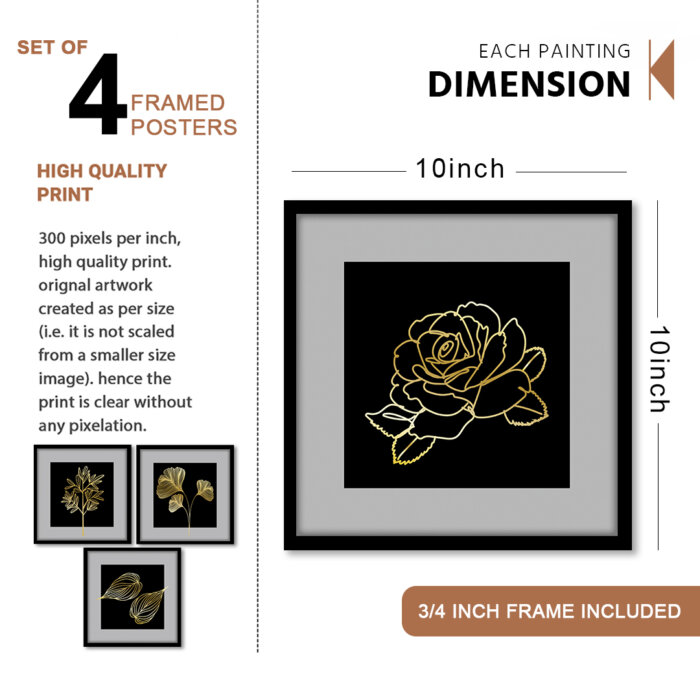 Geometrics Black Golden framed wall